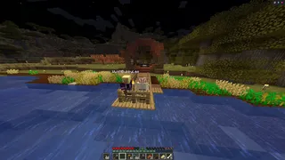 Minecraft Doc Day 11 Standing on Wyatt’s freshly built dock overlooking the water.