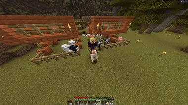 Minecraft Doc Day 12 Farm animals gathered and penned on Day 12.