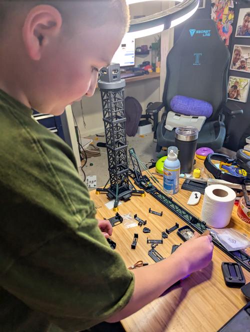 Wyatt working on the crane trolly assembly