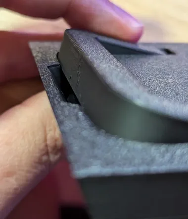 3d printed box design handle I'm 3d modeling a box, and working out the details of the handle, first try was pretty close.