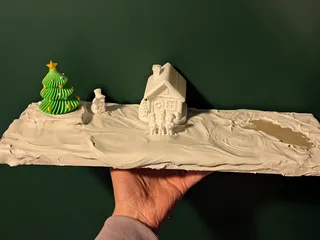 2025 Holiday Diarama 1 I'm building out a diarama with the kids this year, here is the first update.  We have a tree, house, snowman, carolers, and flooded it…