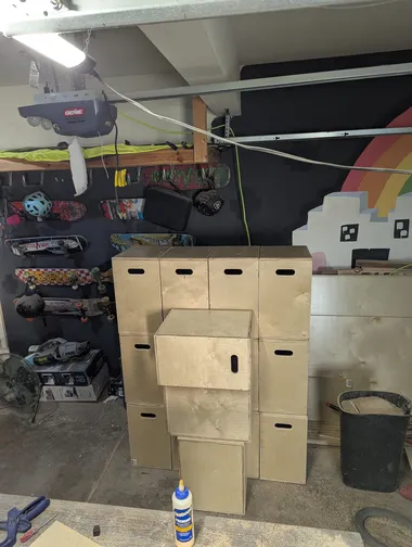 Apple Boxes Complete A complete stack of apple boxes for the local theater.